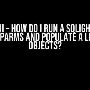 NET Maui – How do I run a SQLight query with parms and populate a List of objects?